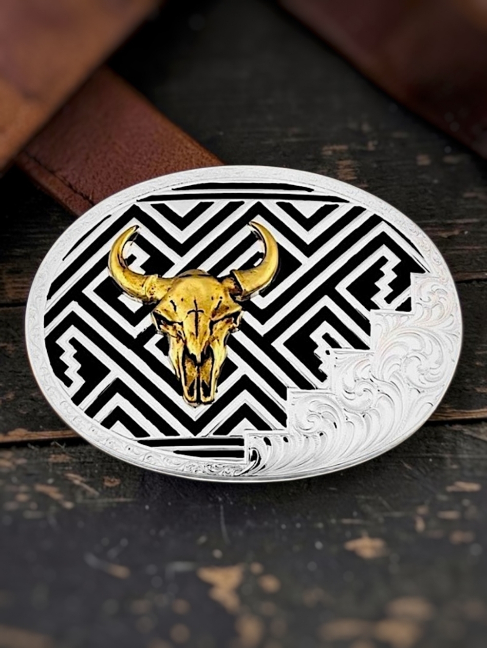 Montana Silversmiths Desert Twilight Southwestern Buffalo Skull Buckle ~ NEW